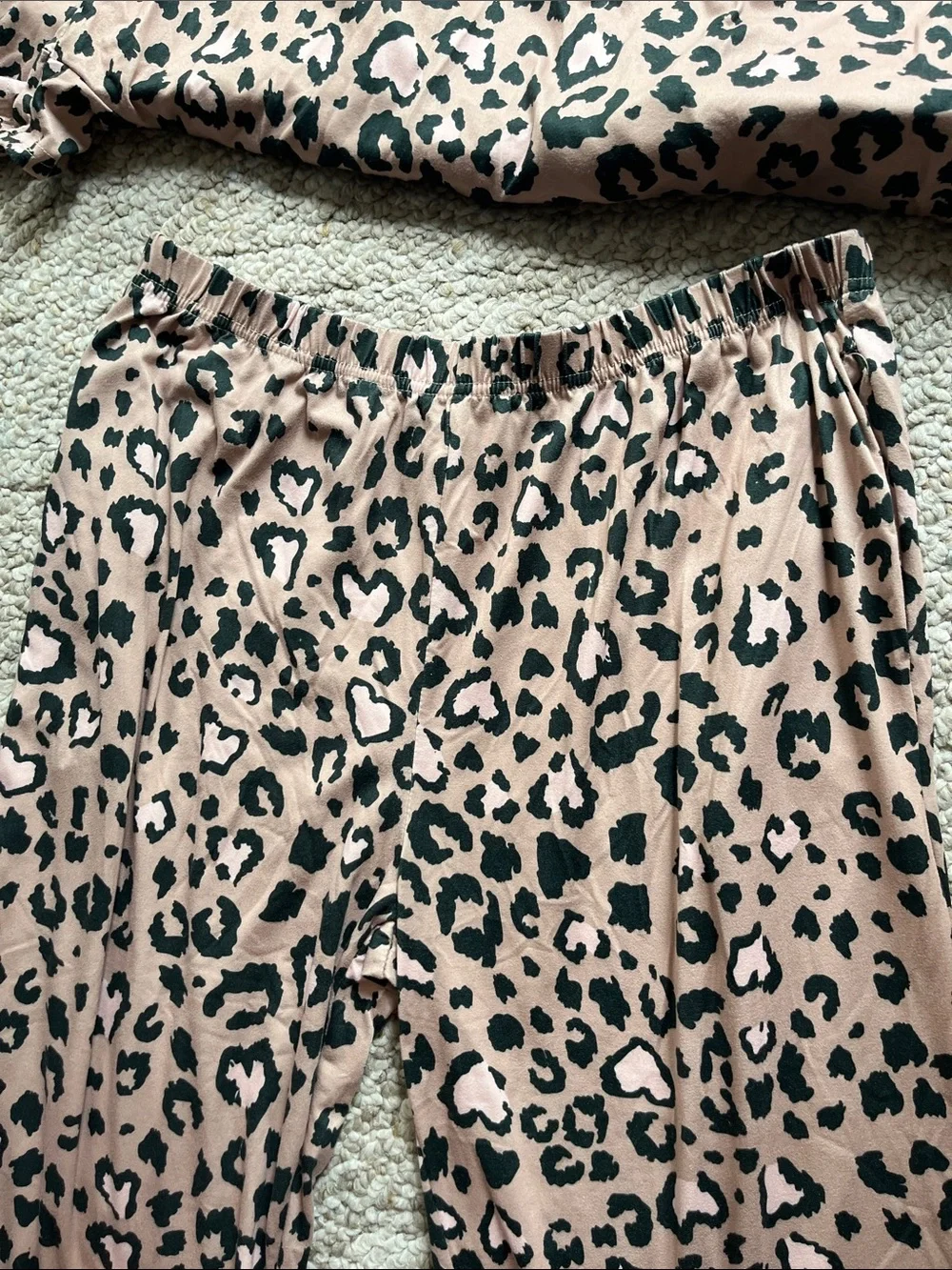 Womens Pink Leopard-Print Short-Sleeve Pajama Set